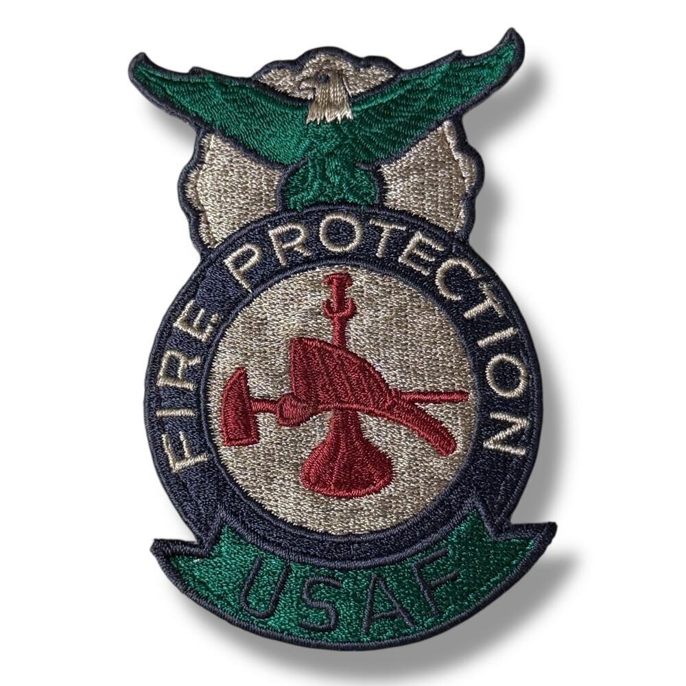 USAF Fire Protection Unit Patch Blue Green Red Iron On Sew Embroidered